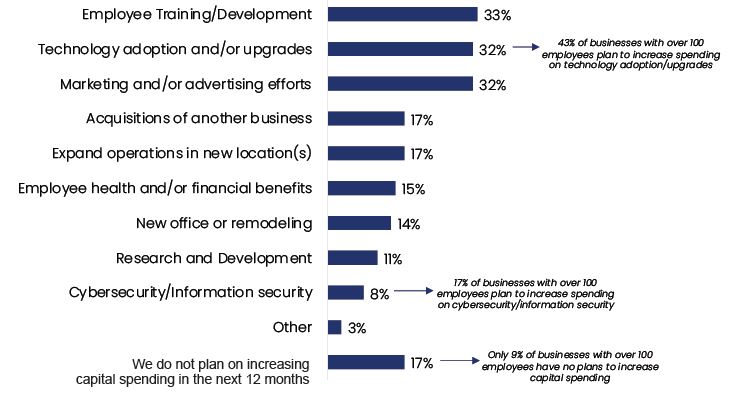 Areas for Capital Spending Increase Over Next 12 Months