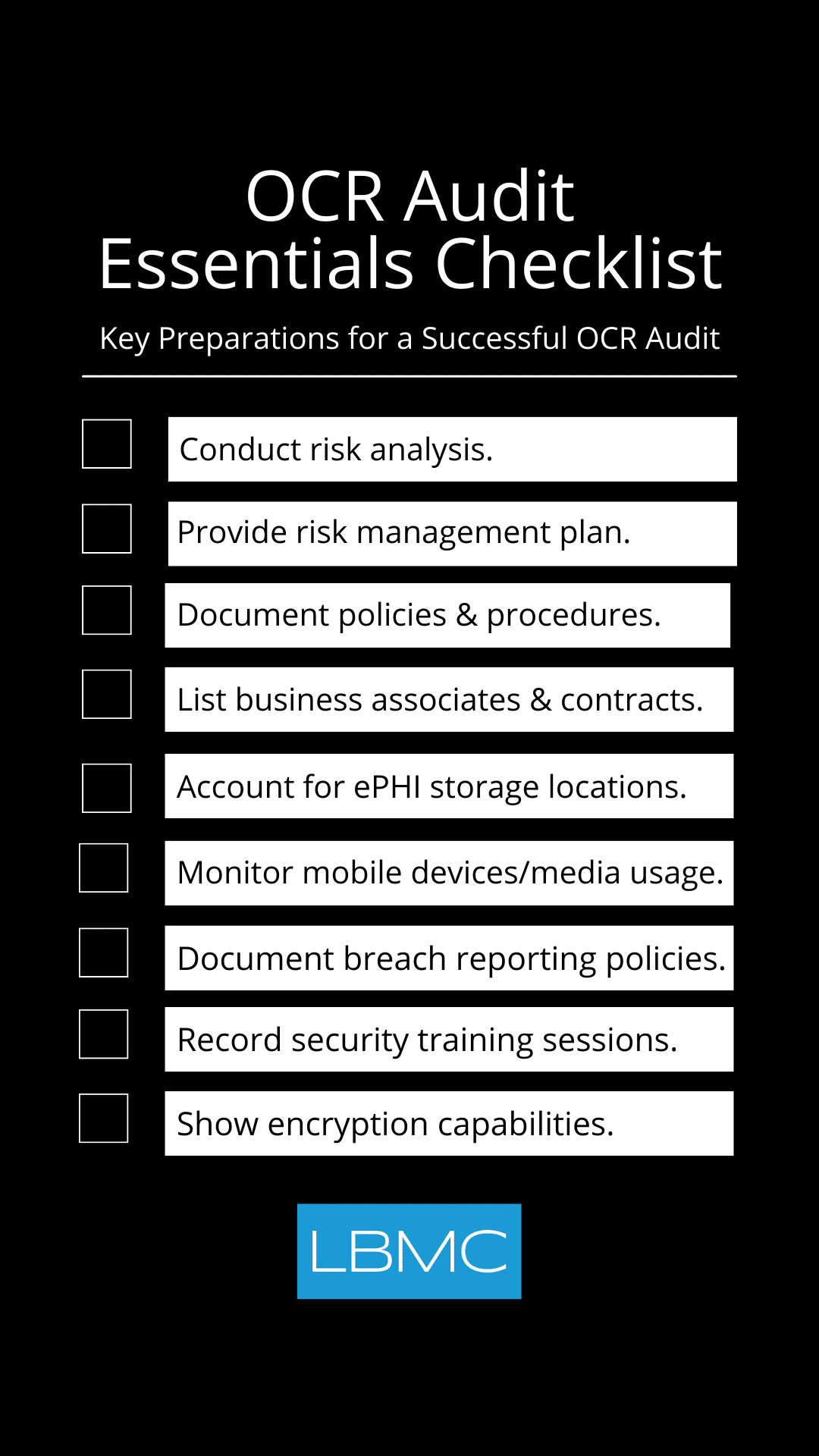 OCR Audit Essentials Checklist